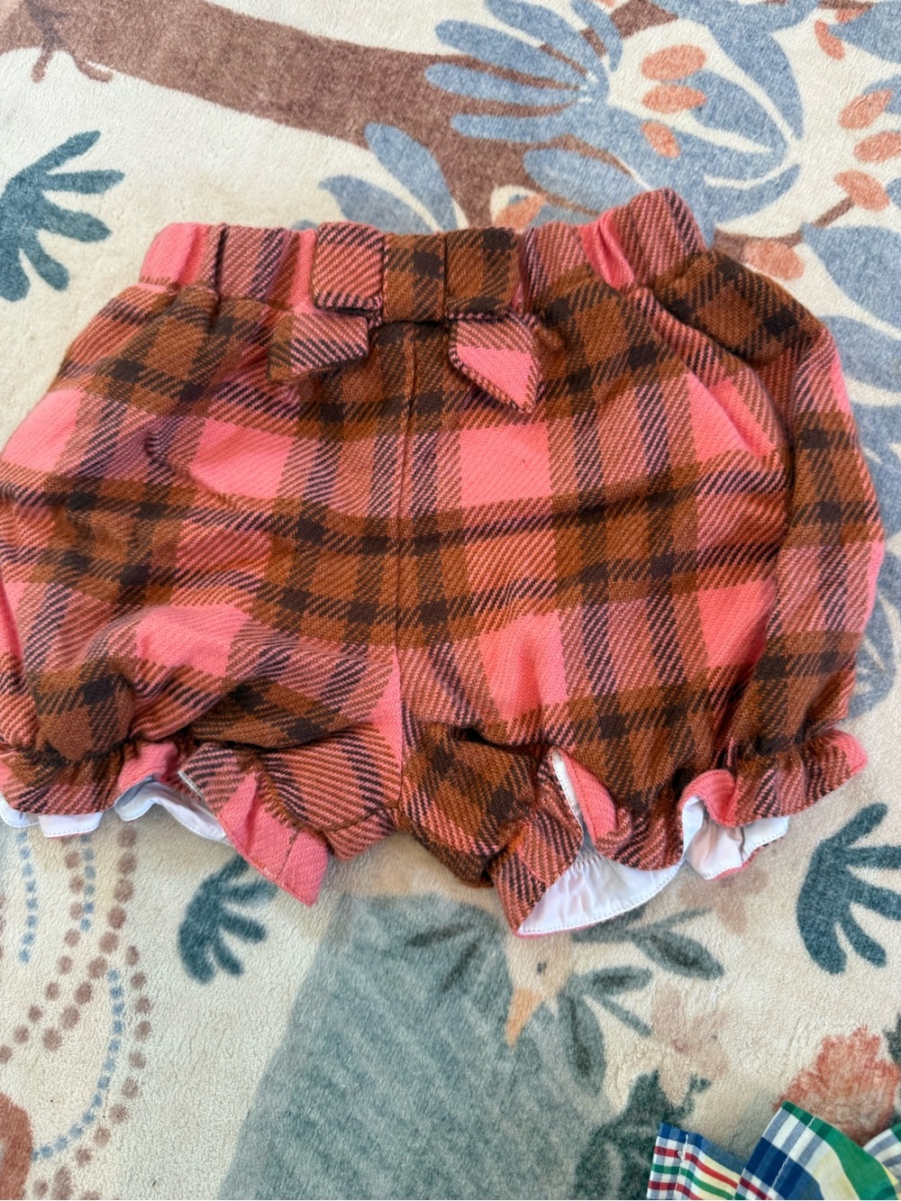 The Beaufort Bonnet Company Pink and Brown Plaid Bubble Shorts